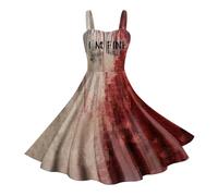 Vestidos Halloween Mujer, Vestido Audrey Hepburn, Cuello Bajo Estilo Hepburn Ensangrentado Retro Patrón Empalme Pullover Falda Moda Fiesta Festival Temáticas Cosplay Carnaval Empalme Vestidos