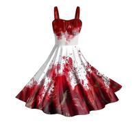 Vestidos Halloween Mujer, Vestido Audrey Hepburn, Cuello Bajo Sin Manga Con Divertidos Patrón Impreso Plisada Tirantes Disfraz Diablo Estilo Victoriana Corte Mascarada Cóctel Falda Para Carnaval