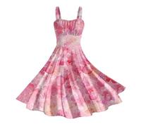 Vestidos Halloween Mujer, Vestido Audrey Hepburn, Cuello Bajo Sin Manga con Divertidos Patrón Impreso Plisada Tirantes Disfraz Moda Fiesta Festival Temáticas Cosplay Carnaval Empalme Vestidos