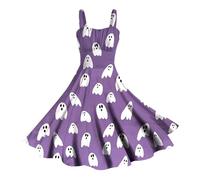 Vestidos Halloween Mujer, Vestido Audrey Hepburn, Hombros Descubiertos Medieval Hepburn Oscuro Retro Impresión Elástica Falda Zombie Divertidos Diablo Bruja Cosplay Carnaval Temáticas Vestidos