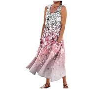 Vestidos Largo Mujer Algodón y Lino Vestido Verano Basico Casual Vestidos Cuello Redondo Vestidos Color sólido Elegante Vestido sin Manga Cómodo Playa Talla Grande(Blanco-e,XL)
