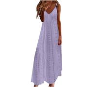 Vestidos Largo Mujer Vestido sin Manga Elegante Verano Color sólido Casual Cuello en V Fiesta Moda Playa Suelto Transpirable Vestido de Noche Camisola Vacaciones 2025