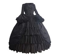 Vestidos Largo para Mujer Medieval Renacimiento Victoriana Retro Vintage Vestido gótico Elegante Manga Larga Vestidos Fiesta Disfraces Cosplay Lolita Vestido de Noche Talla Grande