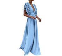 Vestidos Largo para Mujer - Verano Nuevo Floral Vestidos Vestidos con Vuelo Casual Cuello Redondo Moda Hueco Vestido Vestidos del Reino Unido para Mujer Vestido de Noche Vacaciones