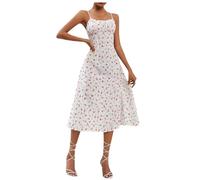 Vestidos Largo para Mujer Vestido sin Manga Elegante Verano Estampado de Lunares Casual Slim Fit Sexy Camisola Vestidos Partido Fiesta Moda Playa Vacaciones