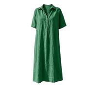 Vestidos largos de algodón y lino para mujer, estilo casual, con botones | Vestido camisero de lino para mujer, elegante, vestidos de Halloween, talla grande, vestidos de algodón del Reino Unido
