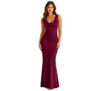 Vestidos largos de satén de verano con tirantes delgados, cuello drapeado, espalda descubierta, para mujer, elegante, entallado, para invitadas de boda, fiesta, Color: A, XL