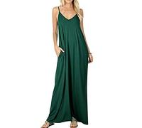 Vestidos Largos de Verano Casuales Playeros Maxi Vestidos Largos Cuello V Diario Asimetricos Lisos Vestido Camiseta Largo Mujer Playa Bohemio Sueltos Vestir Casual para Señoras Informales Verde L