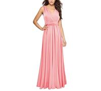 Vestidos largos elegantes para invitados de boda, vestidos de noche para mujer, elegante cuello en V, sin mangas, cruzados, tirantes anchos, cintura cónica, vestido de cóctel de cintura alta, 1 unidad