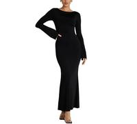 Vestidos Largos Mujer de Manga Larga Sexy Maxi Vestido Ajustado Vestido de Color Sólido Elegante Bodycon Dress Elástico Casual Noche Club Playa