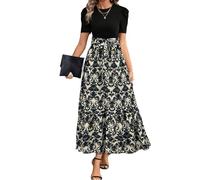 Vestidos Largos Mujer Verano Casual Playeros Algodon Vestidos De Flores Elegante Tallas Grandes Cuello Redondo Ropa Manga Corta Boho Cruzados Amazon España Ofertas Marina de Guerra XL
