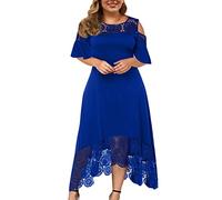 Vestidos Largos Mujeres Verano Playa Verano Elegante Casual Boheme Asimétrico Swing Vestido Verano Mujer Algodón Mangas Cortas Grandes Tallas Sundress Cóctel Midi Ropa Fiesta, azul, XXXXXL