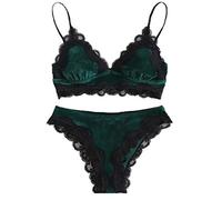 Vestidos Lencería Pijamas Muñecas Cuerpo Ropa Interior Sujetador Pijamas Mujeres Conjunto de Ropa Interior Encaje terciopelo Lencería Ligas, verde, L