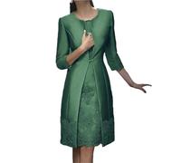 Vestidos Madre De La Novia Elegantes conjuntos de 2 piezas for madre la novia con chaqueta, vestidos novio, formales for boda, color caramelo(Green,14)