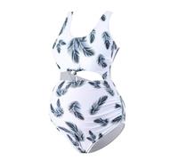 Vestidos Manga Larga Mujer Embarazada Traje de baño de Maternidad Floral con Cuello en V para Mujer, Traje de baño Sexy para Playa, Traje de baño de Maternidad para, Bikini Bañador Mágico (White, L)