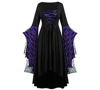 Vestidos Medievales Para Mujer Tallas Grandes Halloween Tallas Grandes góTico con Hombros Descubiertos Medieval Retro con Ribete Encaje Disfraces Originales Fiesta Cosplay Disfraz para Carnaval