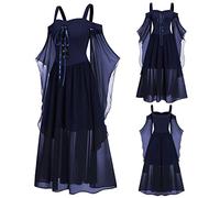 Vestidos Medievales Para Mujer Tallas Grandes Halloween Tallas Grandes góTico con Hombros Descubiertos Medieval Retro con Ribete Encaje Disfraces Originales Fiesta Cosplay Disfraz para Carnaval
