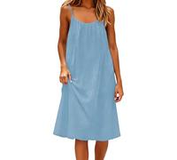 Vestidos Midi Bohemios para Mujer, hasta la Rodilla, con Tirantes Finos, Estilo Casual de Verano, para Estar en casa, Color Azul Cielo, Talla Extragrande.