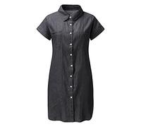 Vestidos Mujer 2022 Moda Jeans Vestido Verano Manga Corta Ajustado Denim Midi Vestido Abotonado Camisas De Mezclilla Vestido Gris XL
