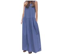 Vestidos Mujer Casual Boho,Vestido Largo Sin Mangas con Cuello En V De Talla Grande De Verano Vestido Estilo Chaleco De Lino/AlgodóN De Color Fluido Bohemio