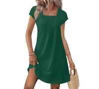 Vestidos Mujer Casual Manga Corta Color Liso Cuello Cuadrado - Ropa Mujer Vestido Slim Fit Glamour, Vestidos Viaje Único Dresses for Women Transpirable Verde Claro L