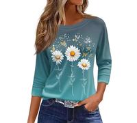 Vestidos Mujer, Cómoda Estampado Moda Bonita Lino Cuello Redondo Cuello En V Floral Basica Oversize Elegante Lisas Personalizadas Manga 3/4 Verano Casual Camiseta Desigual Mujer,M