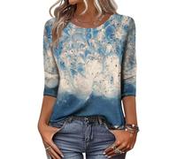 Vestidos Mujer, Estampado Moda Cómoda Elegante Casual Floral Manga 3/4 Cuello Redondo Basica Bonita Cuello En V Fiesta Lisas Verano Personalizadas Algodon Camisetas Mujer Originales,L
