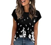 Vestidos Mujer, Floral Manga Corta Cómoda Moda Lino Bonita Personalizadas Elegante Estampado Cuello Redondo Basica Casual Cuello En V Lisas Verano Algodon Camiseta Desigual Mujer,L