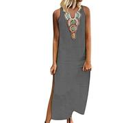 Vestidos Mujer largo Elegantes Boda Invitada Vestidos Casual Baratos sin Mangas Mujer Fiesta de Verano Talla Grande Mujer Baratos Tiras Vestido con escote elástico Vestido Cómodo de playa