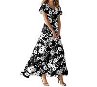 Vestidos Mujer Verano, Ropa Mujer Verano Vestido Largo Vestido Largo Elegante De Manga Corta con Cuello En V Y Estampado Floral para Estilo Fluido Ideal para Fiestas Veranos Y Playa Vestidos Paras
