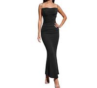 Vestidos Mujer Verano - Vestido Sexy sin Mangas para Mujer Cintura Alta Tirantes anudados Ajustado Falda Larga Traje Elegante Ropa Formal para Fiesta Atuendo de Moda de Verano (Black XS)