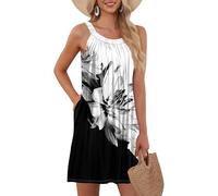 Vestidos Mujer Verano, Vestido Verano Mujer Vestidos Largos Vestido Sin Mangas De Color Liso Y Holgado para Minivestido Sexy con Bolsillos Camisero Fluido Túnica De Camisero Ligero Corte A Playa Midi