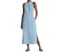 Vestidos Mujer, Vestido Talla Grande Mujer, Vestido Sin Mangas Para El DíA A DíA Vestido De Punto Informal De Color Liso Y Corte Holgado Con Cuello Redondo Para Mayor Comodidad Durante Todo El DíA