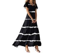 Vestidos Mujer, Vestidos Boda Invitada Mujer Vestido Manga Larga Vestido Largo Elegante De Manga Corta con Cuello En V Color Liso Estilo A para De Verano para La Playa Fiesta Elegantes Midi