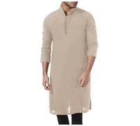 Vestidos musulmanes para hombre Ropa de oración para hombres musulmanes caftán abaya hombres Dubai bata de Oriente Medio étnico estilo saudita árabe túnica afgana ropa islámica árabe, 04# Khaki, XL
