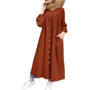 Vestidos musulmanes para mujer, ropa de oración de manga larga para mujer, musulmana, caftán, abaya, dubai, ramadán, bata étnica media, árabe afgana, ropa islámica árabe con bolsillos, 03# Orange, XXL