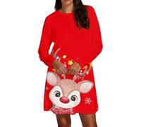 Vestidos Navidad Mujer Punto Invierno,Vestido Largo De Manga Elegante con DiseñO De para Ocasiones Festivas Y Eventos De Temporada En Tela Y Flexible para Un Estilo Casual Y Sofisticado