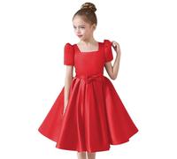 Vestidos niña,Flower Girl Dresses Sleeves Junior Bridesmaid Dress A Line First Dress De De (Red, 11-12 Years)