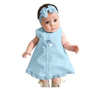 Vestidos Niña - Maxi Outfit Bebé Sin Mangas Conjunto Vestido Casual + Diadema Niña Niñas Vestido Y Falda (Blue 12-18 Months)