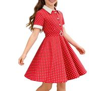 Vestidos NiñA Verano,Vestido Ajustado De Estilo Costero con Cuello Redondo Y Estampado De Lunares Sin Tirantes Y con Abertura Frontal Ideal para NiñAs De 5 A 12 AñOs