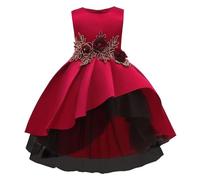 Vestidos Niñas Vestidos de Niños Vestidos de Niña Vestido de Falda Elegante Vestido sin Mangas Chaleco Rendimiento Cola Fiesta Formal Vestidos, Vino, 3-4 años