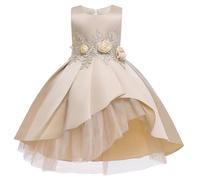 Vestidos Niñas Vestidos Niños Vestido Falda Vestidos Niñas Elegante Vestido Sin Mangas Chaleco Rendimiento Cola Fiesta Formal Vestidos, Oro Rosa, 6-7 años