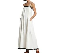 Vestidos para Bautizo Mama Joven Bodas a Cóctel Blanco Cumpleaños Un Invitados Flecos Rectos Algodón Escotados Abuelitas Tejano Vieja Estampados Semi Venta Tenida Bolsillos