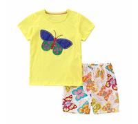 Vestidos para Bodas Vestido Niña Trajes de Taekwondo Conjunto de Camiseta y Pantalones con Estampado de para Niña Pequeña de 2 A 8 Años (Yellow 6-7 Years)