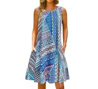 Vestidos para mujer, casual, a la moda, ligeros, suaves, elásticos, de ajuste regular, falda de playa, fiesta hawaiana, vestidos de verano bohemios 2025, azul, S