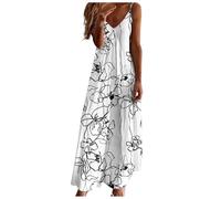 Vestidos para Mujer Casual Verano Slip V Cuello Maxi Vestido Bohemio Floral Vestido Largo Playa Cover Up Vestido (Dark Blue, M)