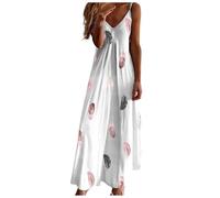 Vestidos para Mujer Casual Verano Slip V Cuello Maxi Vestido Bohemio Floral Vestido Largo Playa Cover Up Vestido (Light Purple, M)