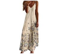 Vestidos para Mujer Casual Verano Slip V Cuello Maxi Vestido Bohemio Floral Vestido Largo Playa Cover Up Vestido (Sky Blue, M)