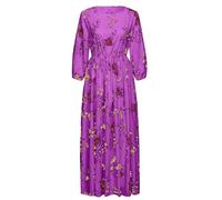 Vestidos para mujer con estampado de temperamento a juego grande, vestido largo para tiempo libre, vacaciones, playa, vestido de camisa, vestidos para mujer, morado, L