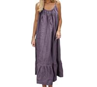Vestidos para mujer del Reino Unido, elegante, de algodón y lino, espalda abierta, vestido de verano sin mangas, tirantes delgados, maxi vestidos para mujer, vestidos de verano para descansar, ocio